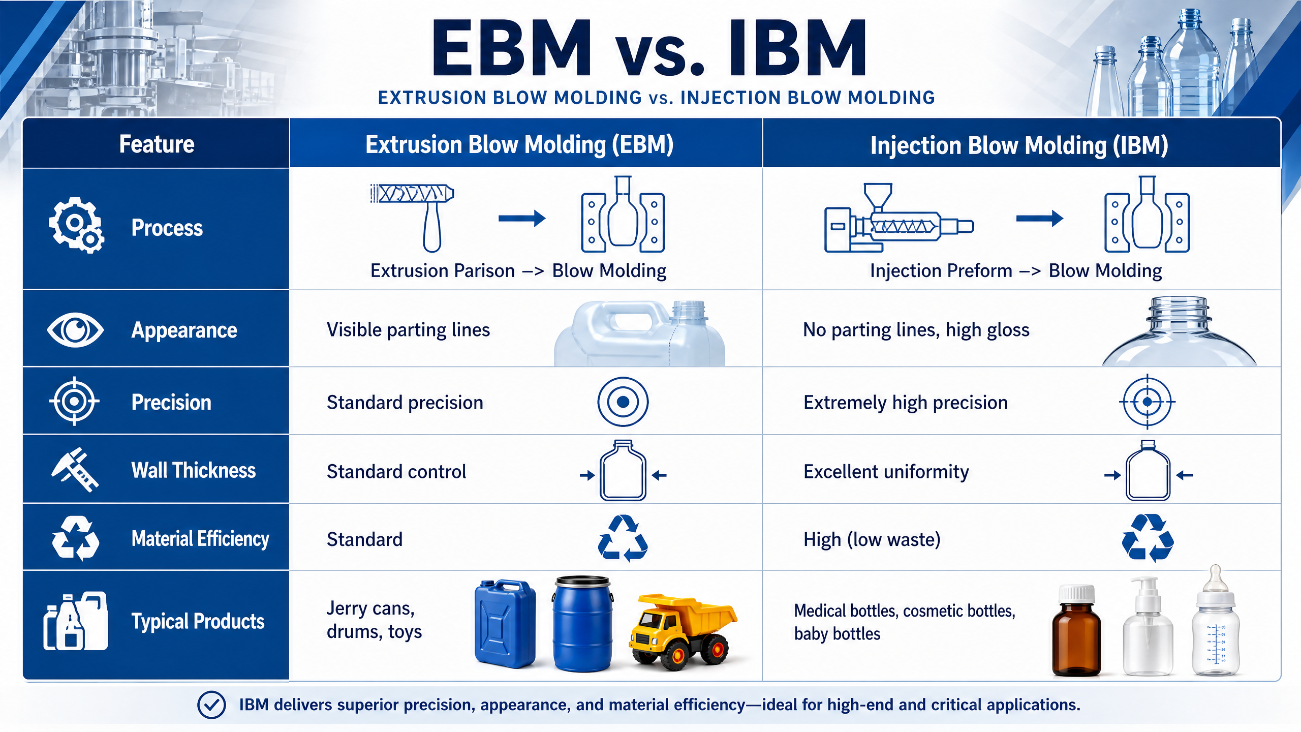 최신 회사 블로그 EBM 나 IBM? 가장 좋은 블로 Molding 프로세스를 선택하는 전문 가이드