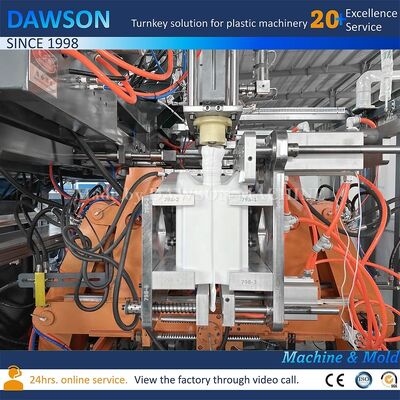 13.8kw 스크류 가열 전력 이중 스테이션 PE 플라스틱 농약병 압출 블로우 성형용 캐니스터 제조기