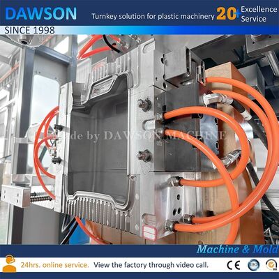 13.8kw 스크류 가열 전력 이중 스테이션 PE 플라스틱 농약병 압출 블로우 성형용 캐니스터 제조기